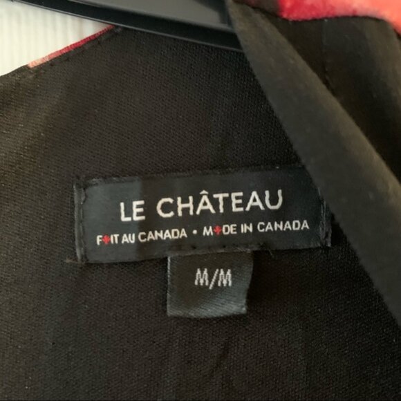 Le Chateau Red Floral Stretch Faux Wrap Dress M - Picture 9 of 10